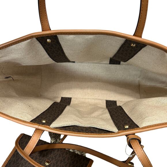 Michael Kors Eva Large Striped Tote w/Wallet NWOT Limited Edition Leather Canvas - Picture 10 of 12